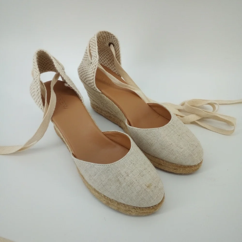 J.Crew Round Toe Espadrills Wedges Natural 8.5
